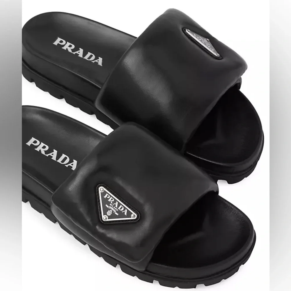 EUC Prada Soft Padded Nappa Leather Slides $1,020 36.5 - Picture 3 of 14